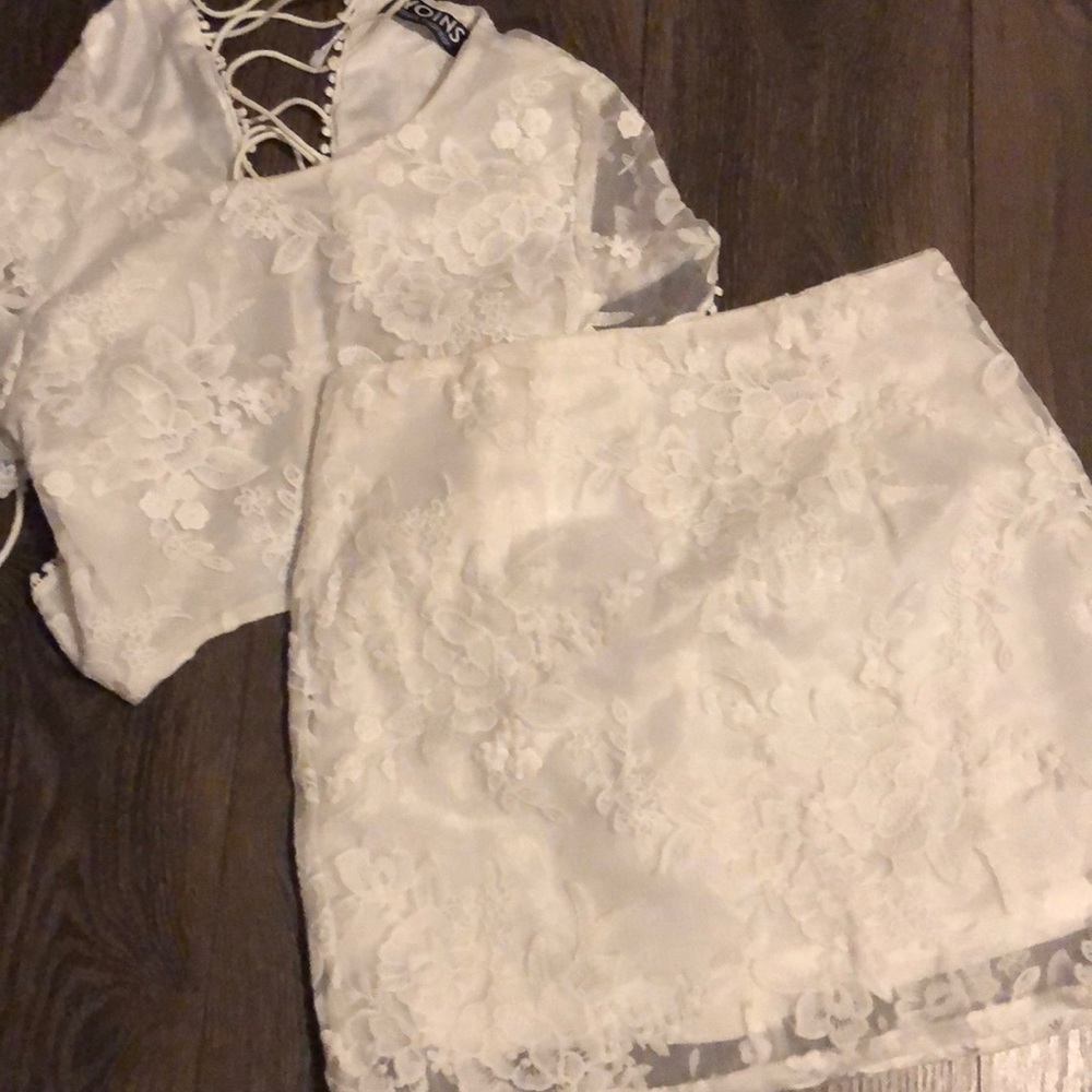 Two Piece White Lace Set